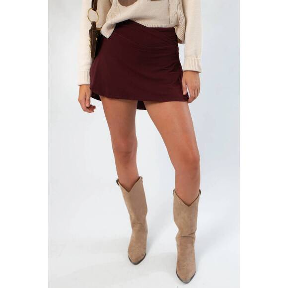 RAE MODE Pants - NEW RAE MODE cross over yoga skort in dark cherry